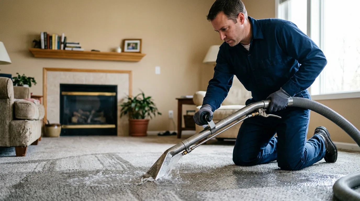 Water damage restoration technician working near Wyoming, RI